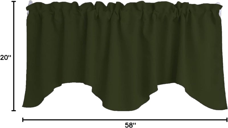 Zen Creative Designs Solid Poplin Scalloped Window Valance Home Décor Bedroom Nursery Kitchen Window (Dark Sage) - Image 4